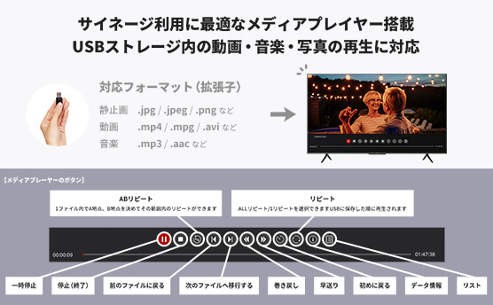 65インチ 43・50・55インチディスプレイ 背面端子画像
